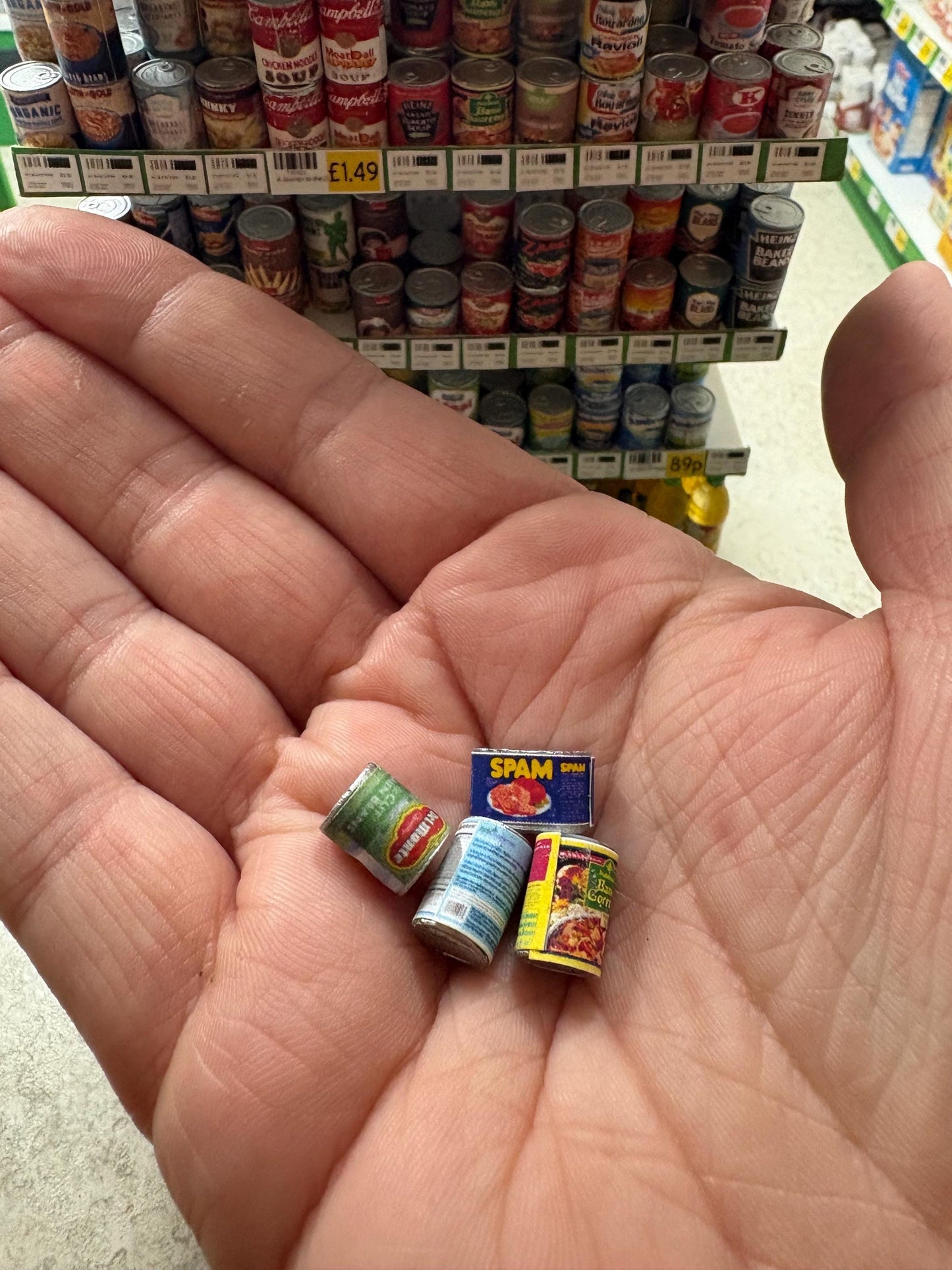 1:12 selection of food tins cans