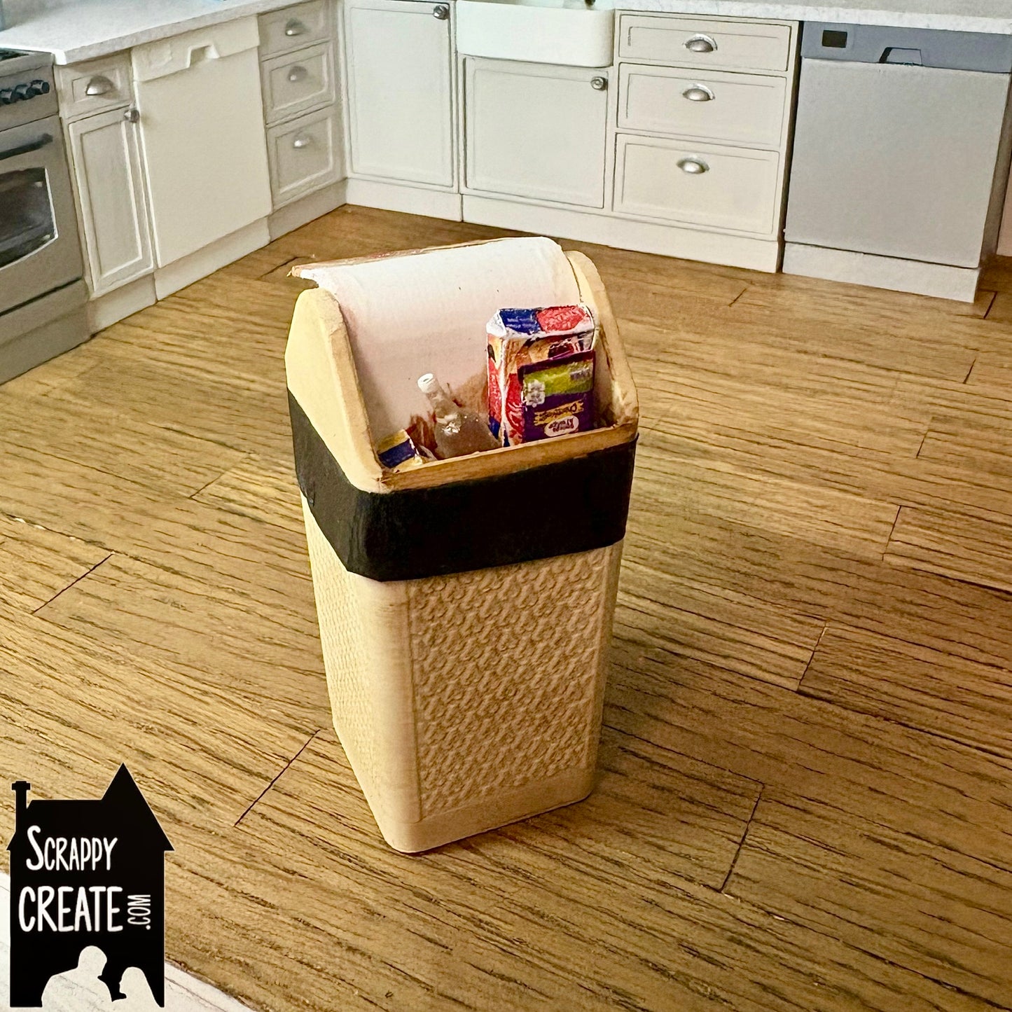 Dirty cream kitchen bin