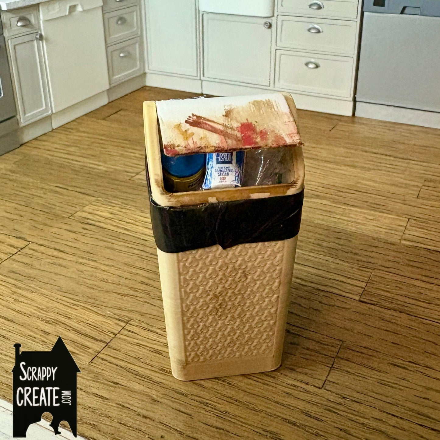 Dirty cream kitchen bin