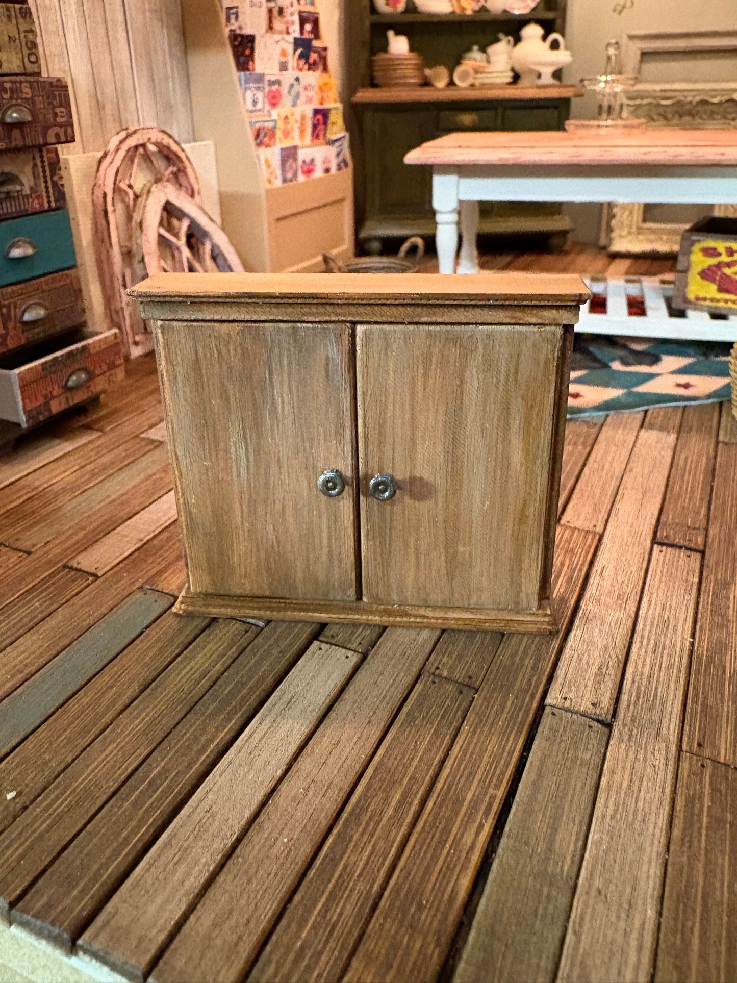 Dartboard in cabinet