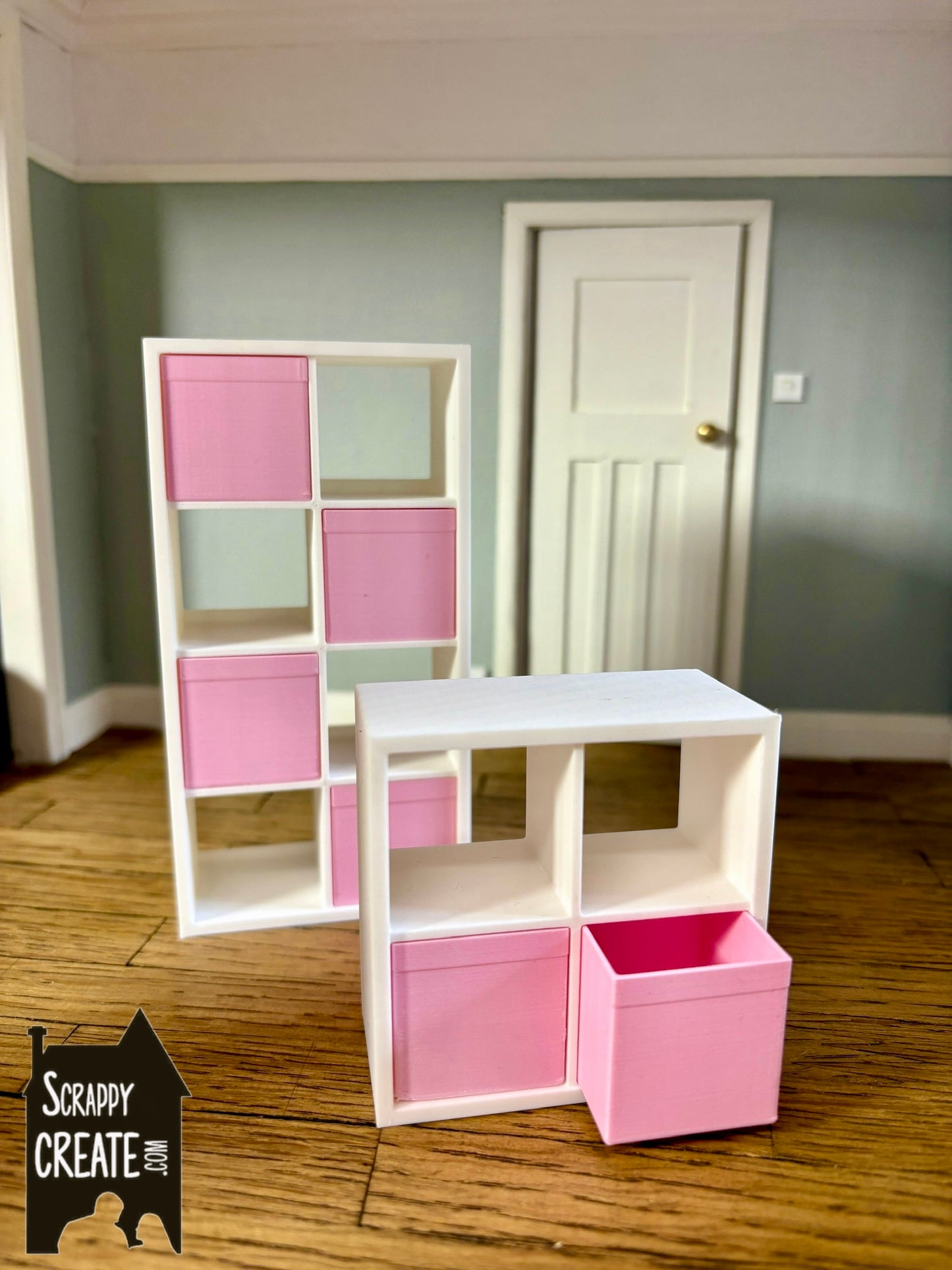 Kallax inspired pink cube storage