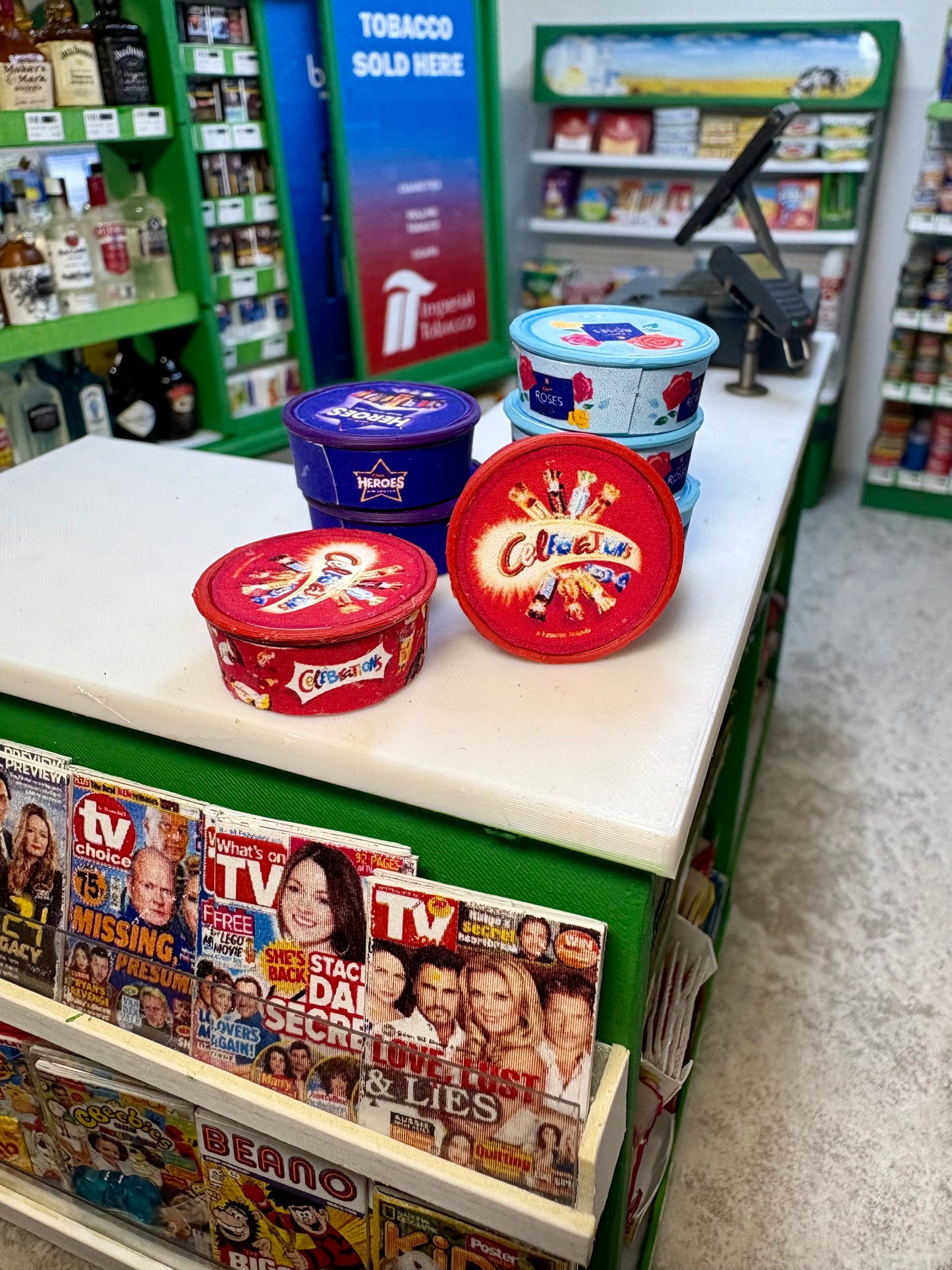 Celebrations,Roses and Heroes chocolate tubs