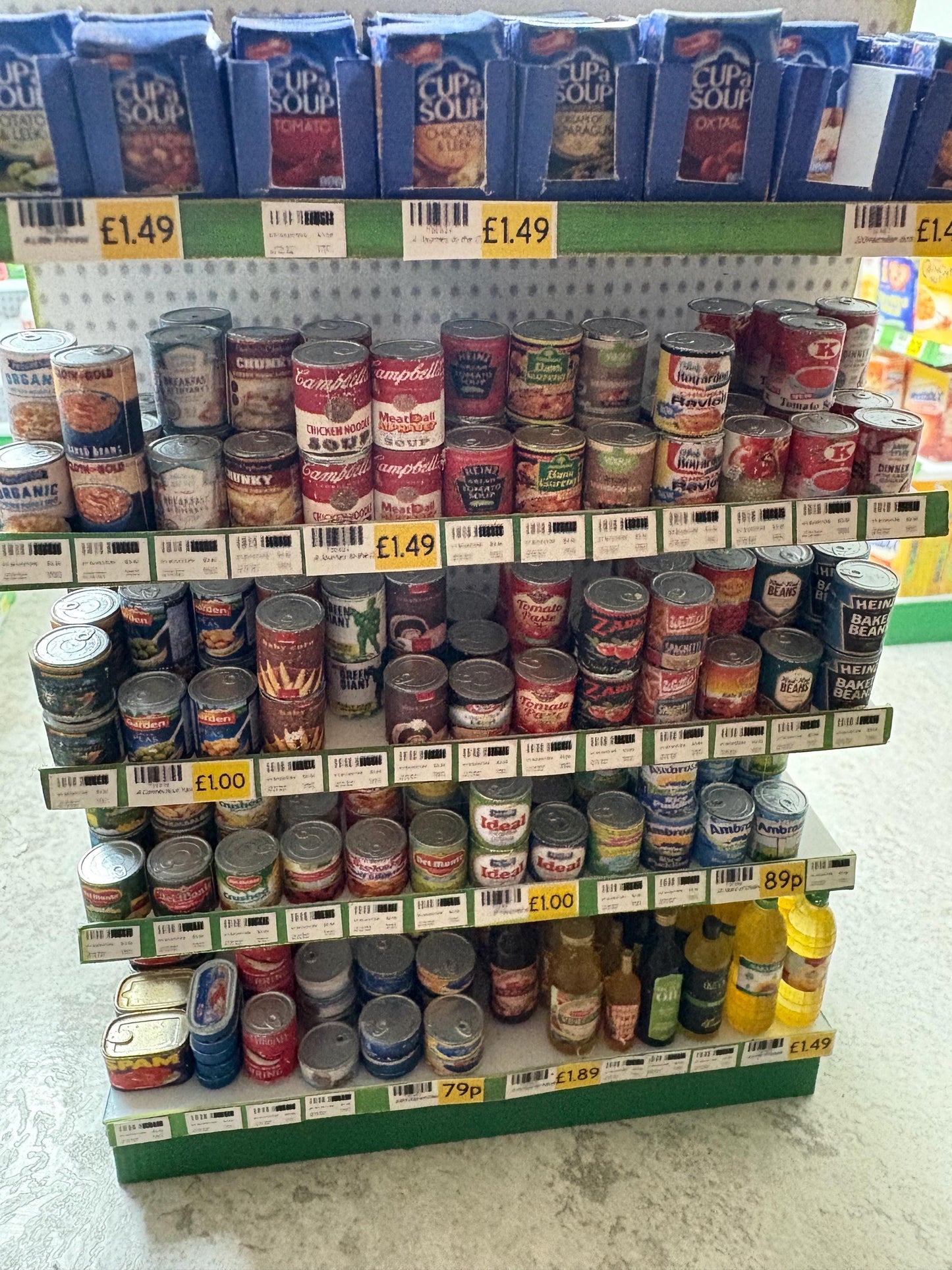 1:12 selection of food tins cans